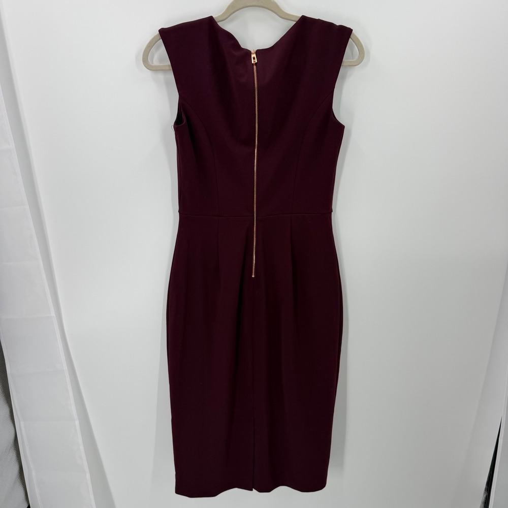 Ivanka Trump Sheath Dress V-Neck Sleeveless Zip 2 Burgundy Professional Office - Picture 5 of 11